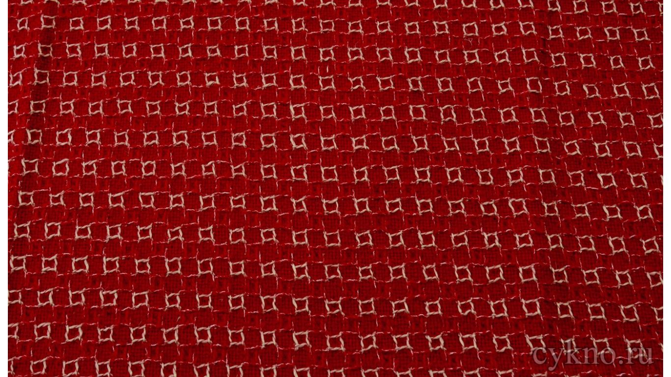 Ткань Пальтовая красная с белыми квадратами